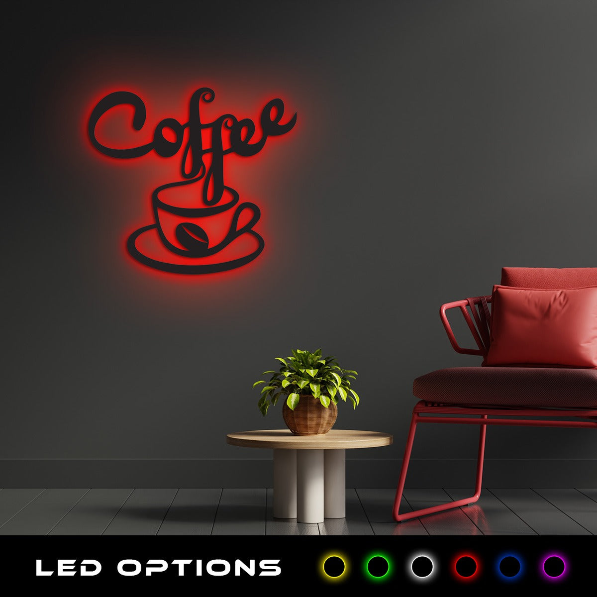 Coffee Led Metal Wall art