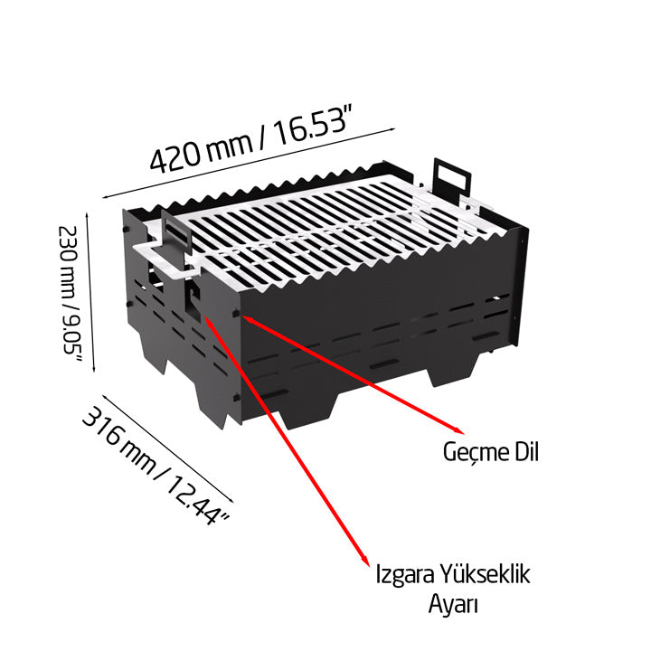 WiseGrill Portatif Taşınabilir Metal Mangal WG4 Çantalı