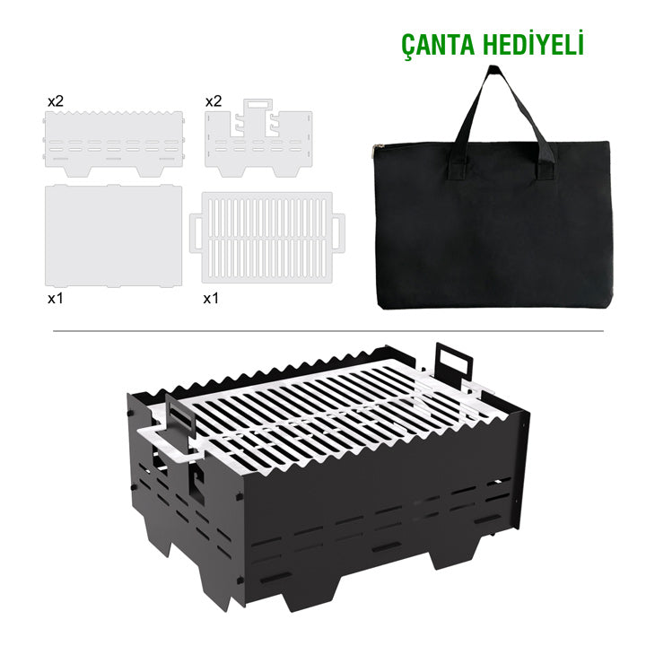 WiseGrill Portatif Taşınabilir Metal Mangal WG4 Çantalı