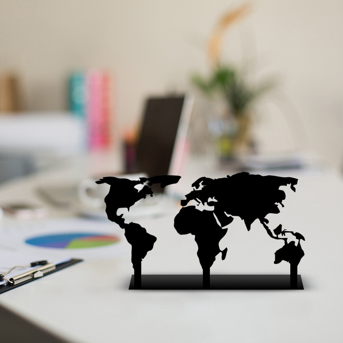 World Map Metal Desk Decor
