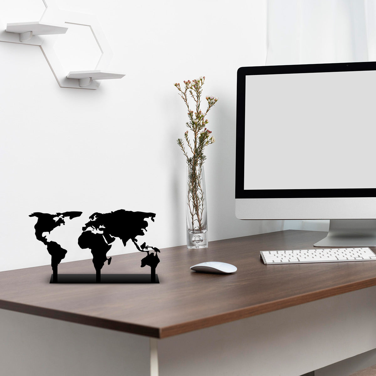 World Map Metal Desk Decor