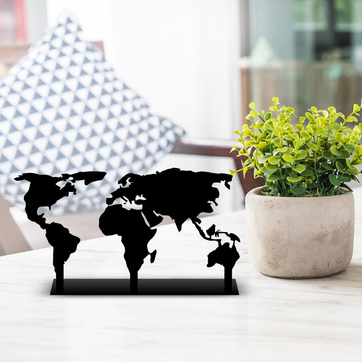 World Map Metal Desk Decor