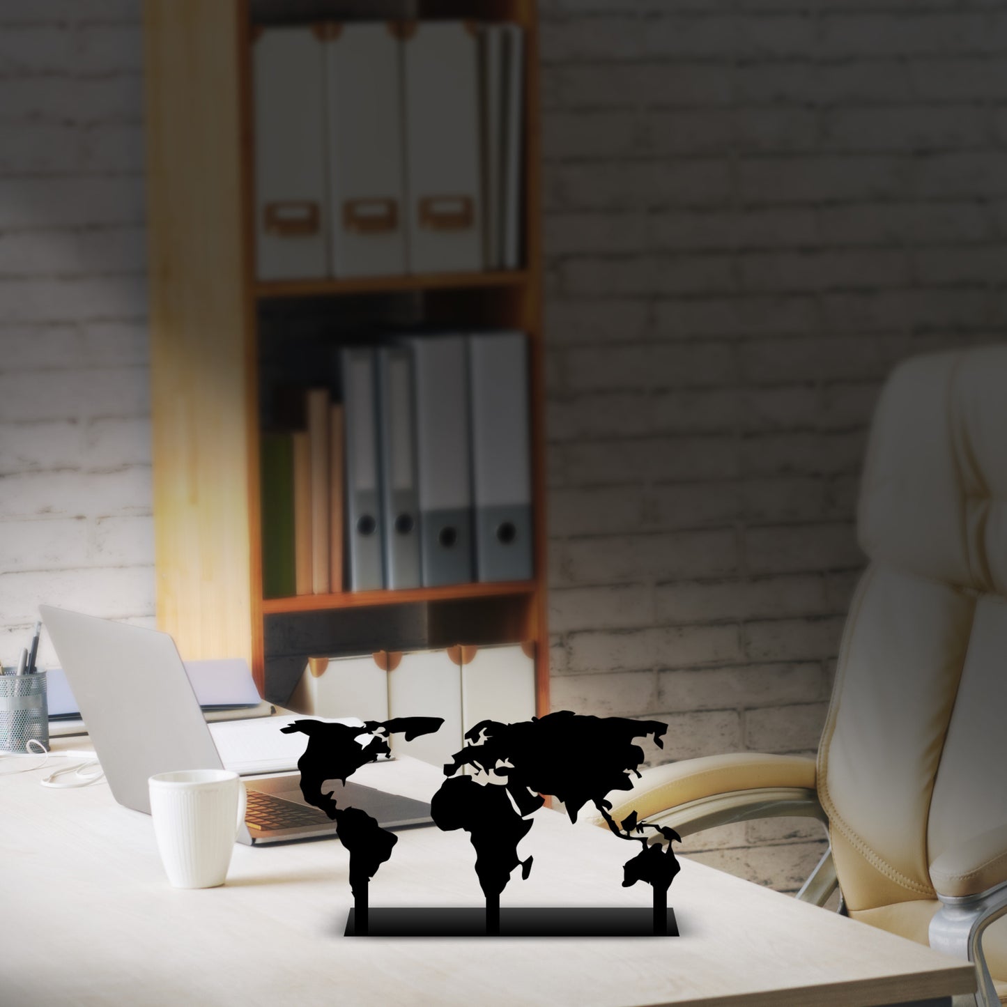 World Map Metal Desk Decor