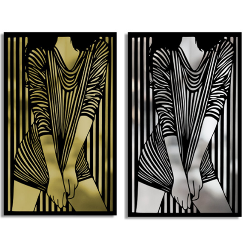 Women Merror Metal Wall Painting