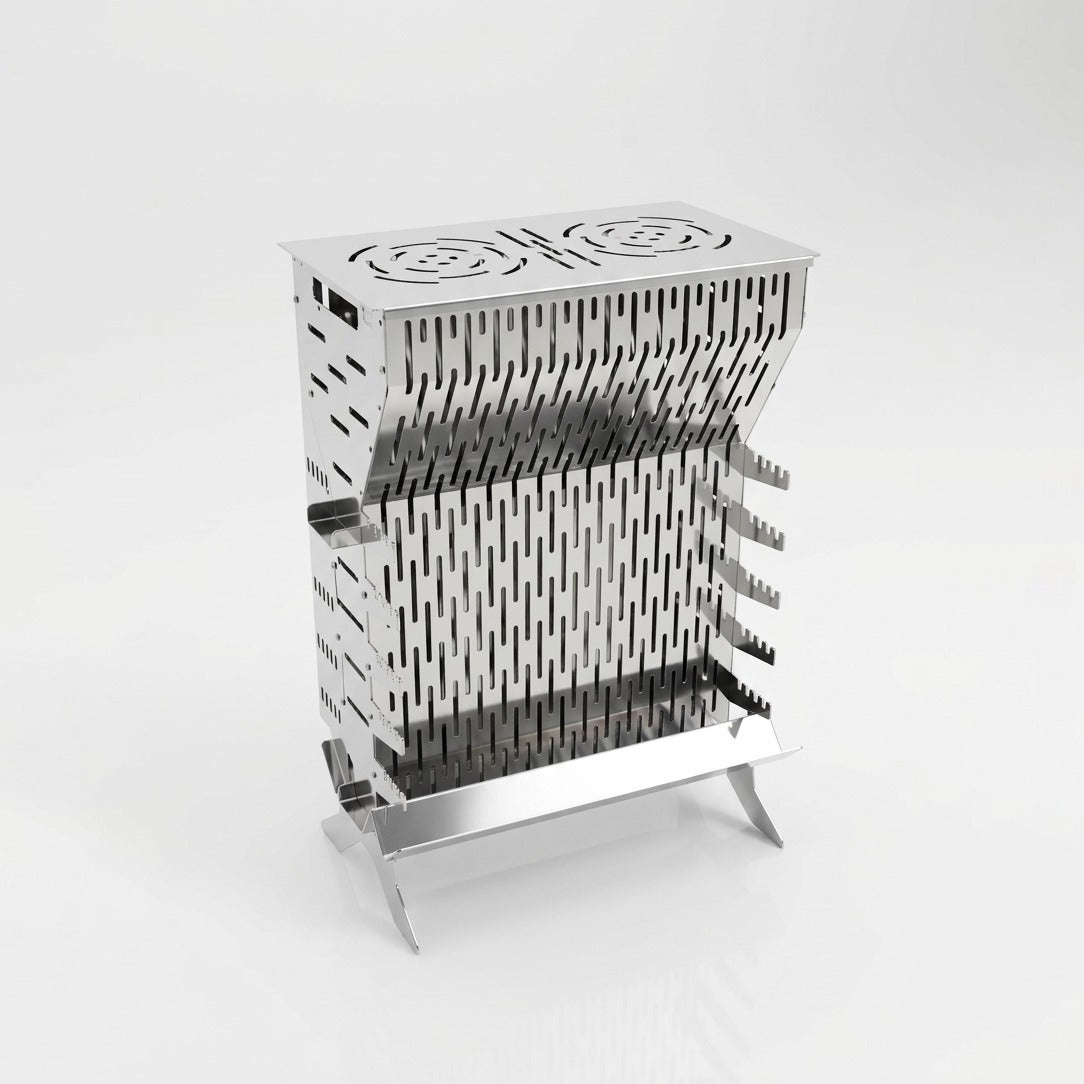 WiseDec WiseGrill V8 – Dikey Taşınabilir Paslanmaz Çelik Mangal | Kompakt & Çok Amaçlı Outdoor Grill