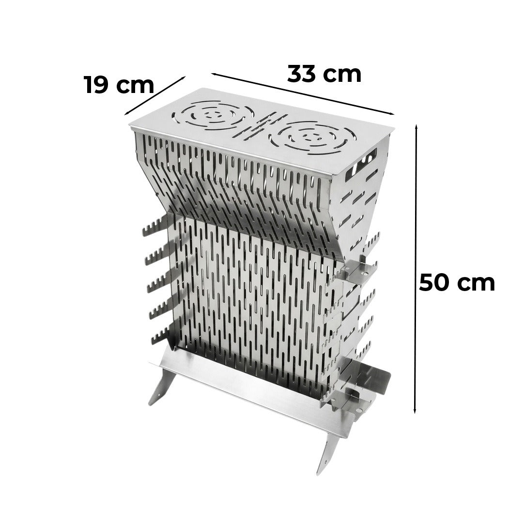 WiseDec WiseGrill V8 – Dikey Taşınabilir Paslanmaz Çelik Mangal | Kompakt & Çok Amaçlı Outdoor Grill