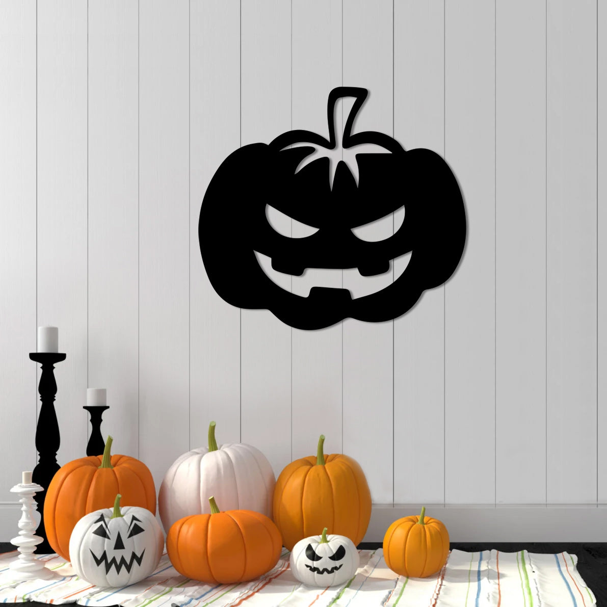 Pumpkin Halloween Metal Wall Art LED Options