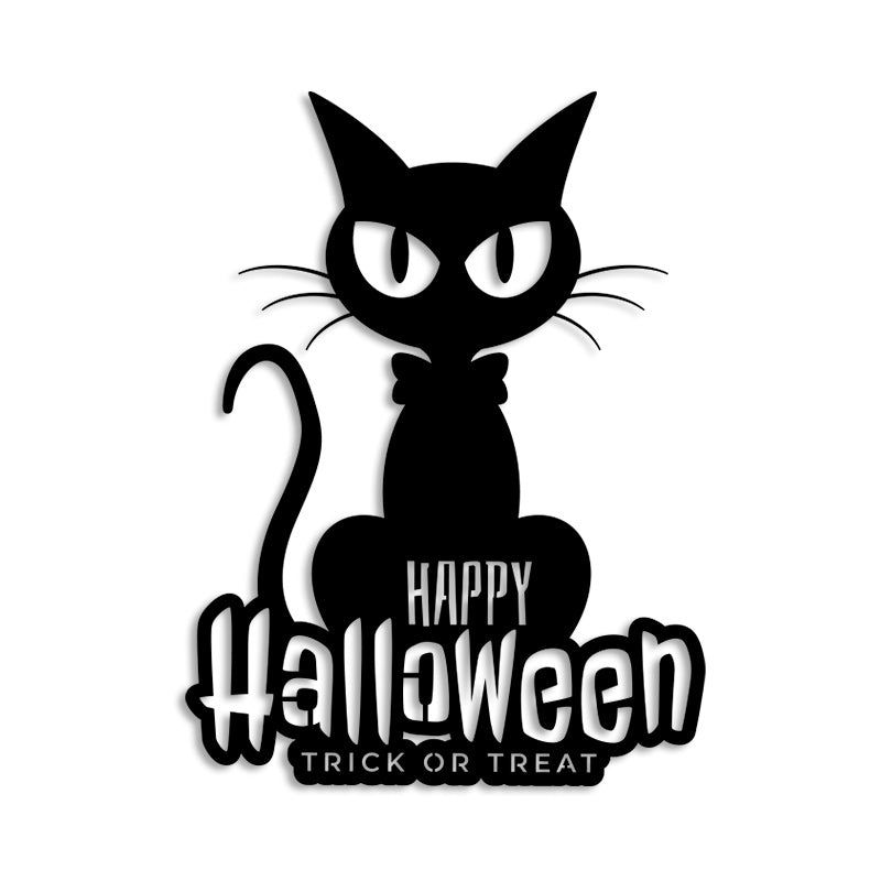 Halloween Cat V1 Metal Wall Art Led Options
