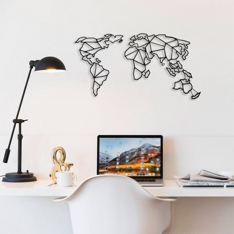 Wire World Map, Metal Wall Decor – WiseDec