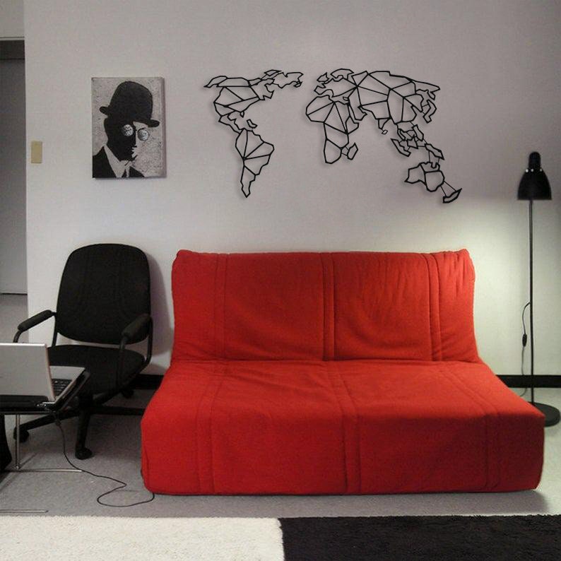 Wire World Map, Metal Wall Decor