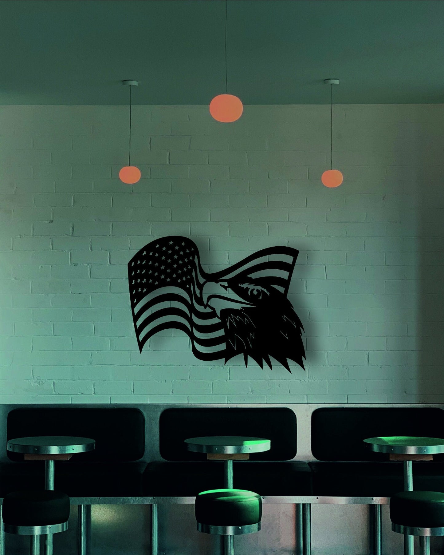 Eagle With American Flag Metal Wall Art