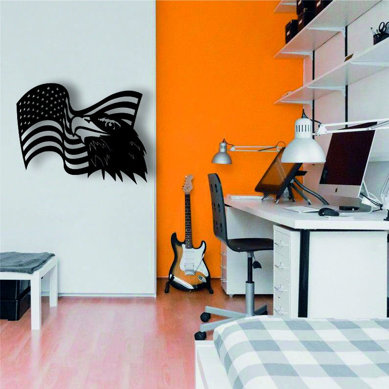 Eagle With American Flag Metal Wall Art