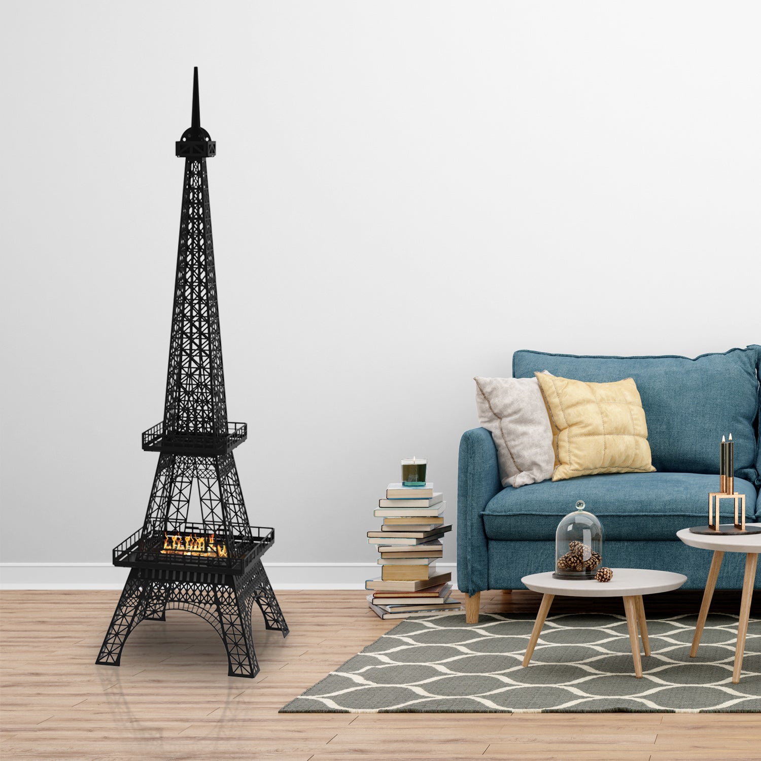 Paris Eyfel Kulesi Bacasız Şömine Metal 140CM