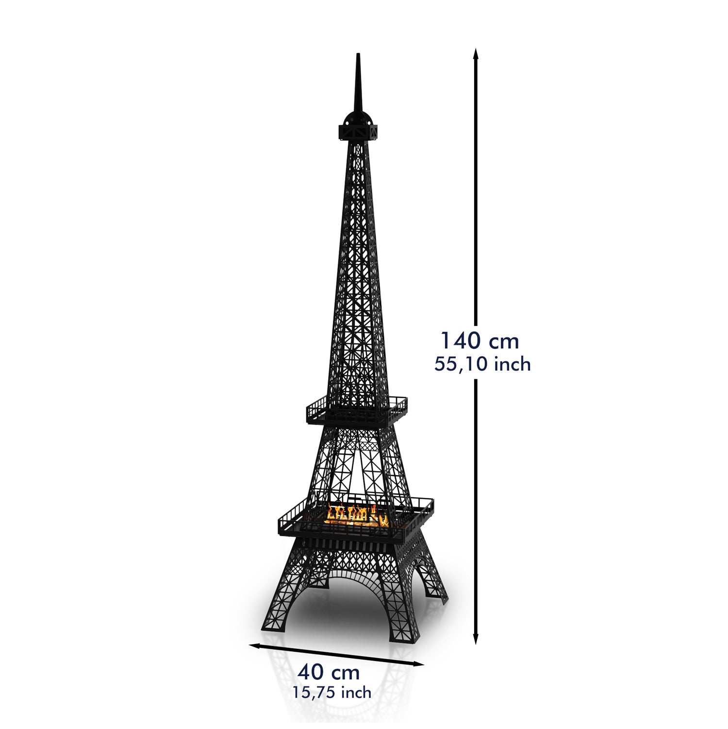 Paris Eyfel Kulesi Bacasız Şömine Metal 140CM