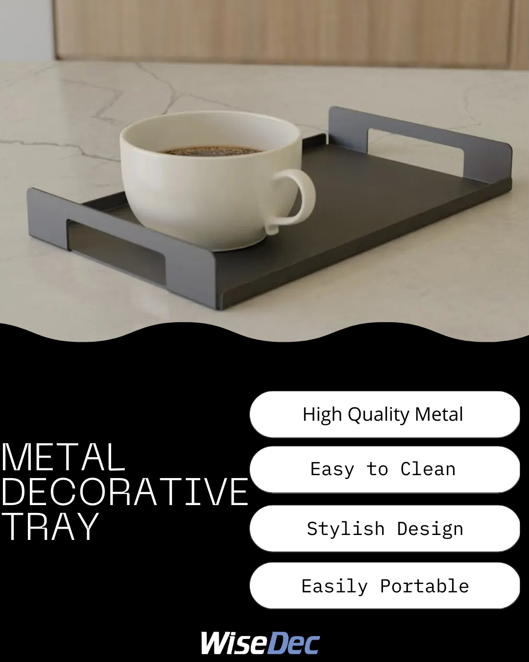 Minimalist Dekoratif Metal Tepsi, Sunum Tepsisi