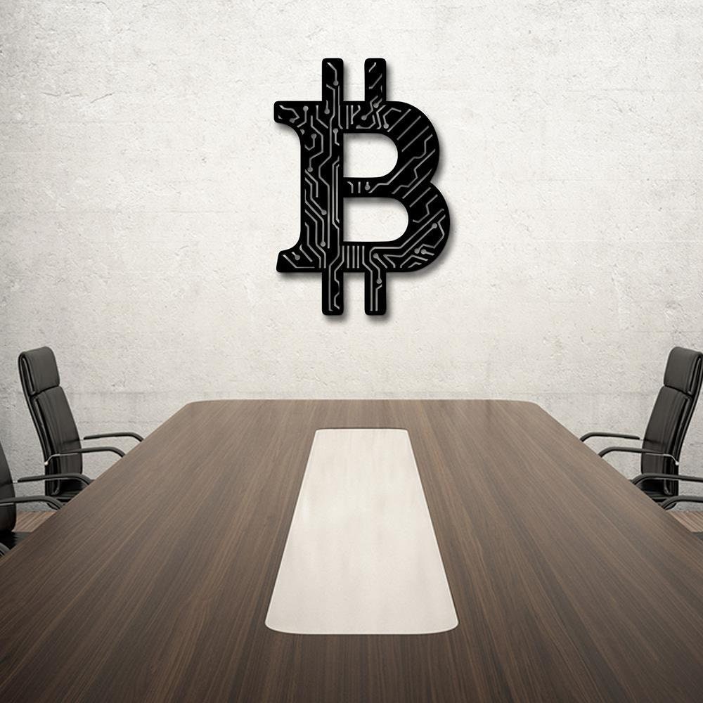 Bitcoin Metal Ledli Duvar Tablosu Aydınlatma