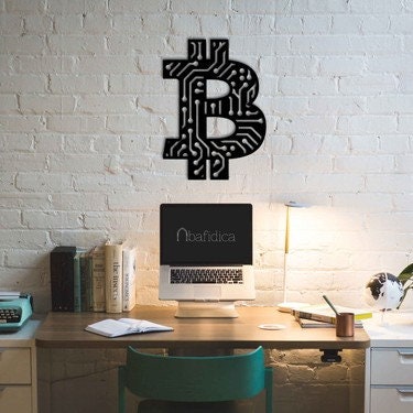 Bitcoin Metal Ledli Duvar Tablosu Aydınlatma