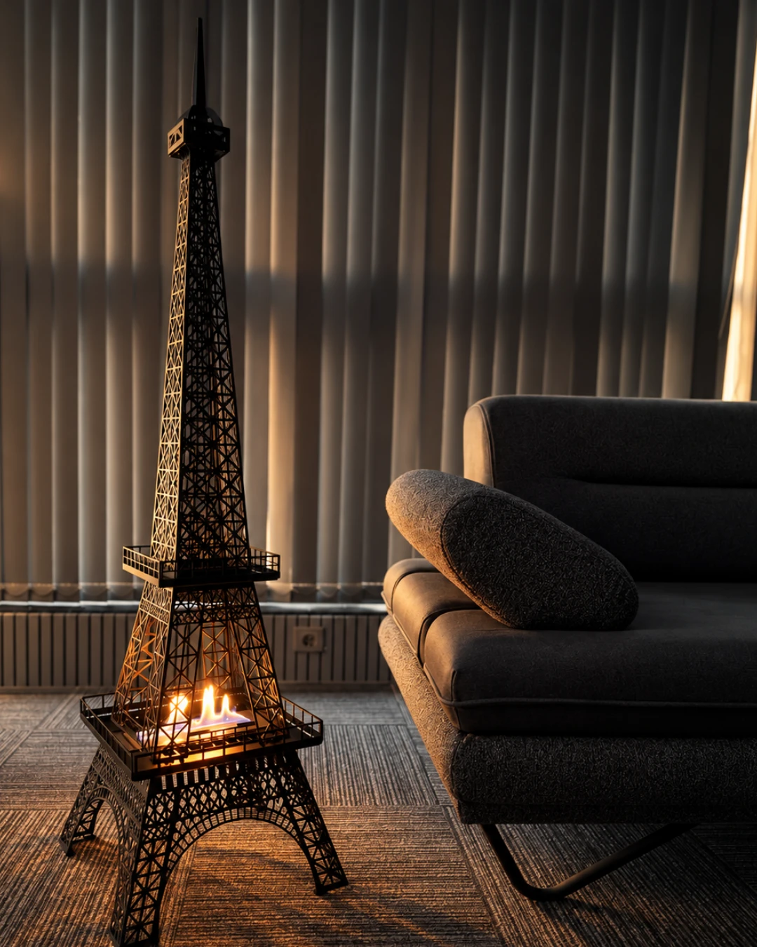 Paris Eiffel Tower Ventless Metal Fireplace